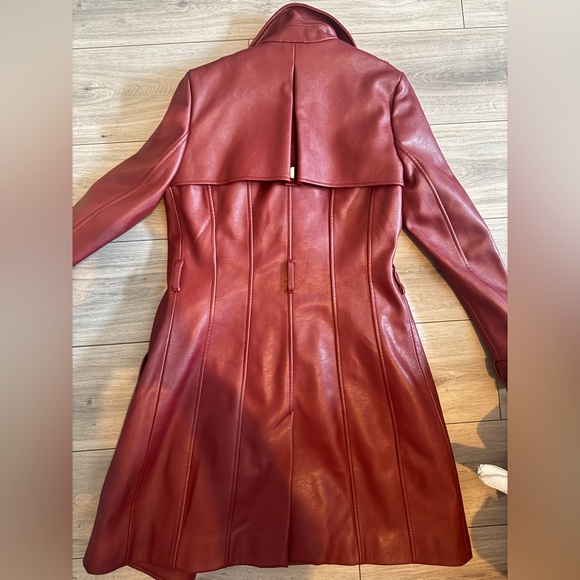 House of CB Burgundy Leather Jacket - Picture 6 of 7